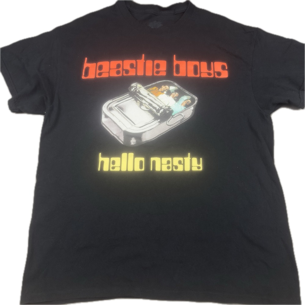 Beastie Boys Mens Hello Nasty Graphic T-Shirt L Black Sardine Can Band Tee